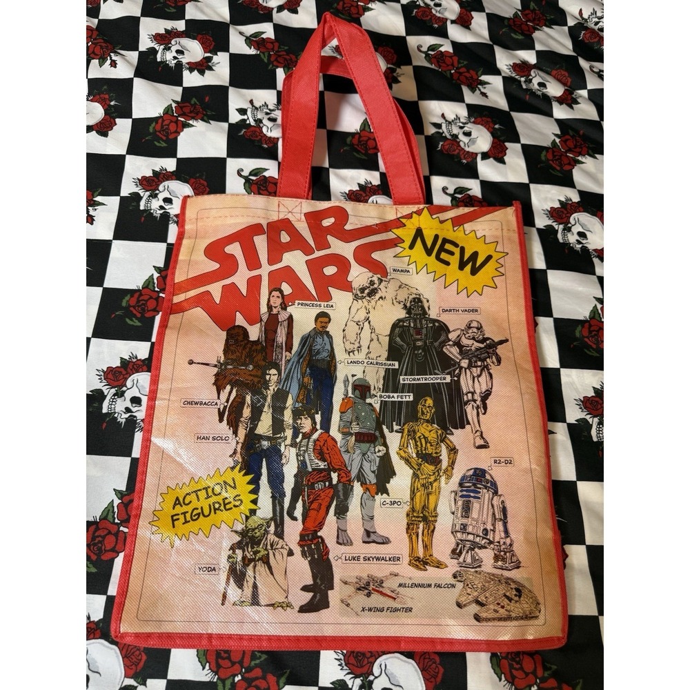 Star Wars Reusable Tote Bag Vintage Style Action Figures Graphic Shopping Bag